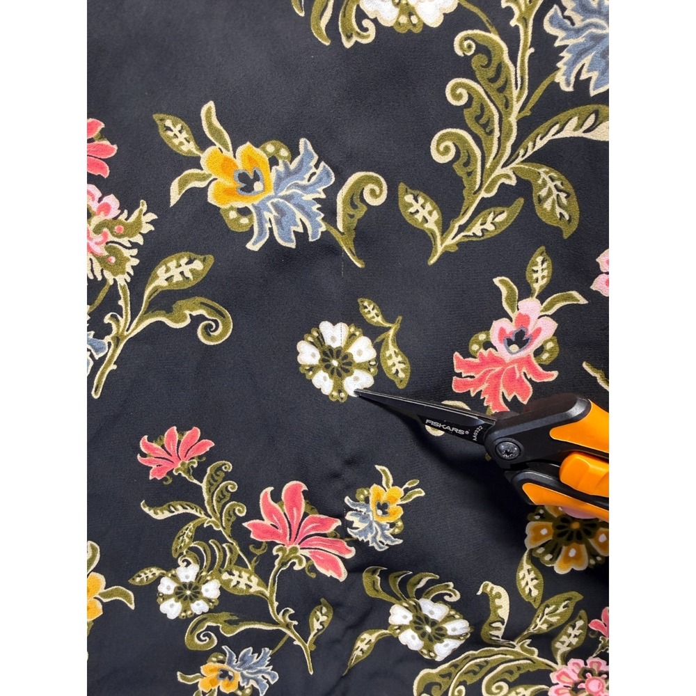 Loft Popover Blouse Top Womens XL Black Multi Floral Ruffle Trim Cuff & Neck - Picture 4 of 11
